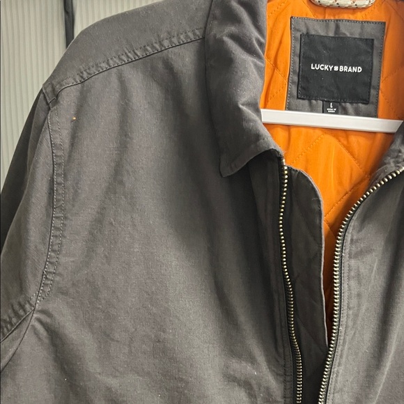 Lucky Brand Charcoal Bomber Jacket with Orange Lining - Picture 4 of 8